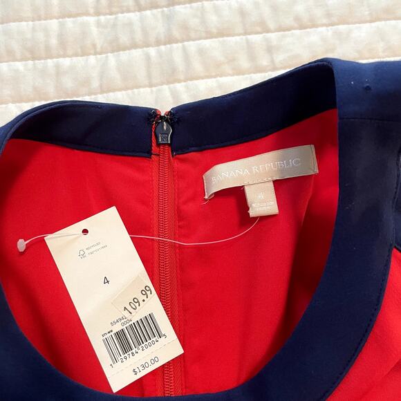 Banana Republic NWT Women's Red, White, Blue Colorblock Dress, size 4 - Picture 7 of 9